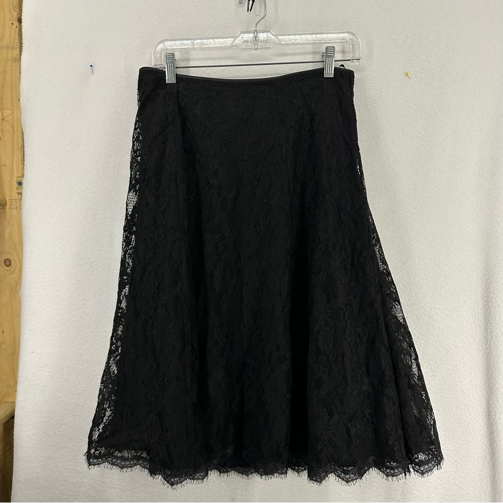 Adrianna Papell Midi‎ Lace Goth Skirt Womens 8 Black